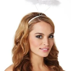 Spirit Halloween White Faux Marabou Halo