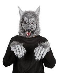 Spirit Halloween Grey Faux Fur Wolf Full Mask with Hands 6 Spirit Halloween Grey Faux Fur Wolf Full Mask with Hands - Image 4