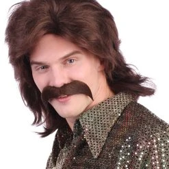 Spirit Halloween '70s Brown Wig With Mustache