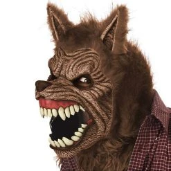 Spirit Halloween Animotion Brown Werewolf Full Mask -HALLOWEEN COSTUMES Sales Store 01107168 c
