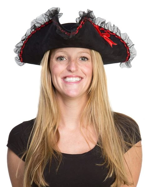 Spirit Halloween Black and Red Pirate Hat 5 Spirit Halloween Black and Red Pirate Hat - Image 3