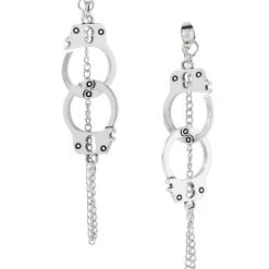 Spirit Halloween Handcuff Silver Earrings