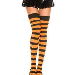 Spirit Halloween Black and Orange Stripe Thigh High