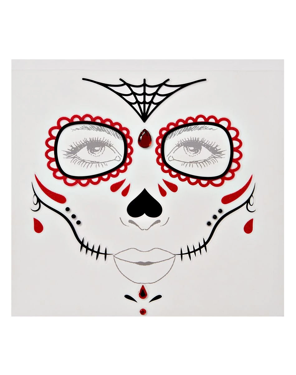 Spirit Halloween Sugar Skull Face Decal 3 Spirit Halloween Sugar Skull Face Decal