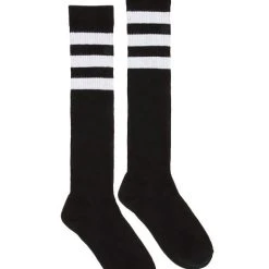 Spirit Halloween Black with White Striped Knee High Socks