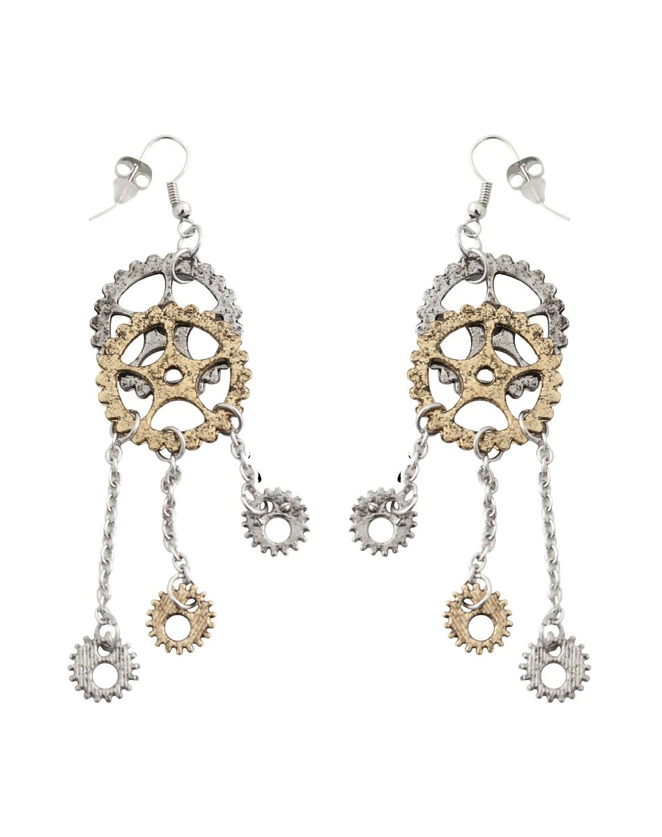Spirit Halloween Steampunk Gear Dangle Earrings 3 Spirit Halloween Steampunk Gear Dangle Earrings