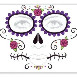 Spirit Halloween Floral Day of the Dead Face Tattoo Decal