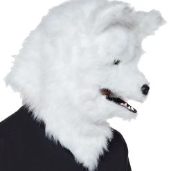 Spirit Halloween Moving Mouth White Wolf Full Mask -HALLOWEEN COSTUMES Sales Store 01271527 c