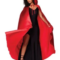 Spirit Halloween Red Satin Hooded Womens Cape