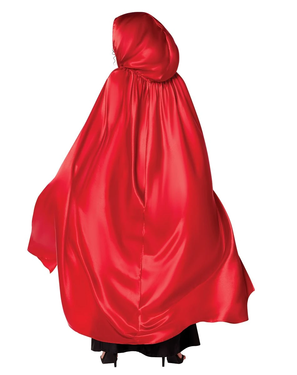 Spirit Halloween Red Satin Hooded Womens Cape 4 Spirit Halloween Red Satin Hooded Womens Cape - Image 2