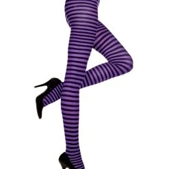 Spirit Halloween Black and Purple Striped Tights -HALLOWEEN COSTUMES Sales Store 01306877 a