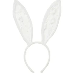 Spirit Halloween White Velour and Lace Bunny Ears -HALLOWEEN COSTUMES Sales Store 01310077 c
