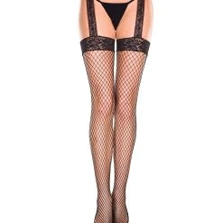 Spirit Halloween Black Lace Garter and Fishnet Stockings