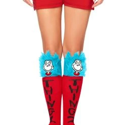 Spirit Halloween Thing 1 and 2 Faux Fur Socks - Dr. Seuss