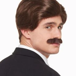Spirit Halloween Brown '70s Wig and Mustache -HALLOWEEN COSTUMES Sales Store 01340355 b