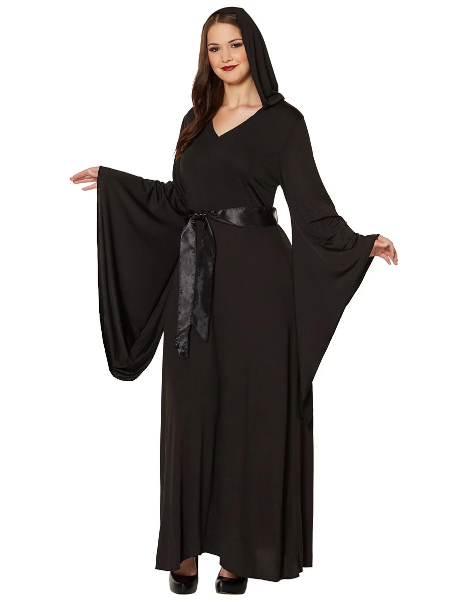 Spirit Halloween Adult Black Hooded Plus Size Dress 3 Spirit Halloween Adult Black Hooded Plus Size Dress
