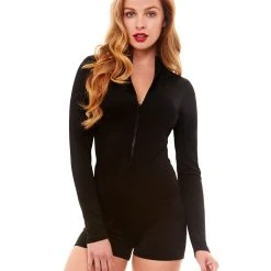 Spirit Halloween Zip-Up Black Romper