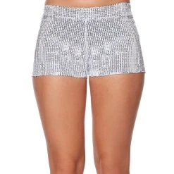 Spirit Halloween Adult White Sequin Shorts