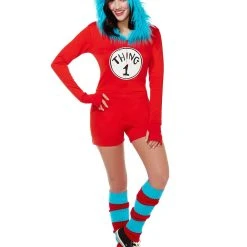 Spirit Halloween Adult Thing 1 and Thing 2 Romper Costume - Dr. Seuss