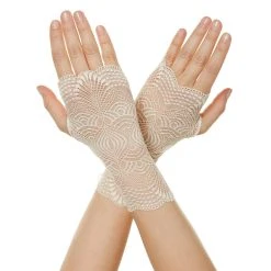 Spirit Halloween Fingerless White Lace Gloves