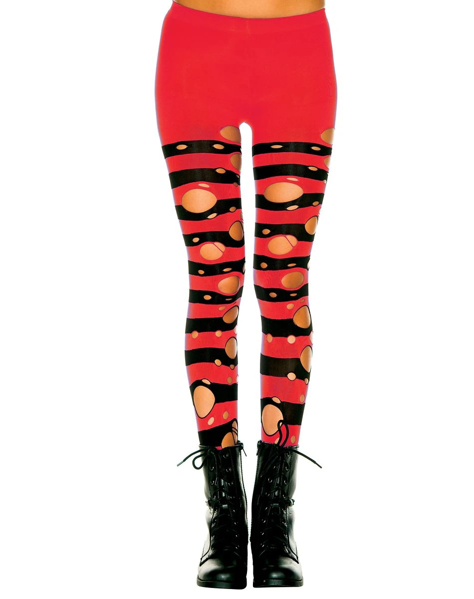 Spirit Halloween Girls Black and Red Shredded Tights 3 Spirit Halloween Girls Black and Red Shredded Tights