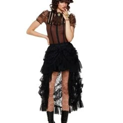 Spirit Halloween Black Lace Steampunk Skirt -HALLOWEEN COSTUMES Sales Store 01371152 c