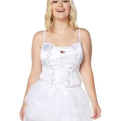 Spirit Halloween Front Lace-Up Corset - White -HALLOWEEN COSTUMES Sales Store 01394600 a
