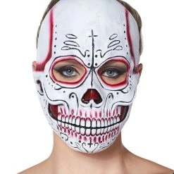 Spirit Halloween Red Sugar Skull Half Mask