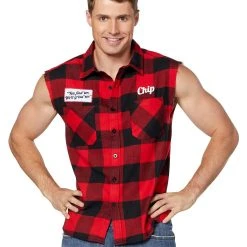 Spirit Halloween Adult Redneck Wood Chip Flannel Shirt