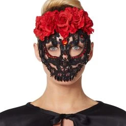 Spirit Halloween Lace Sugar Skull Half Mask