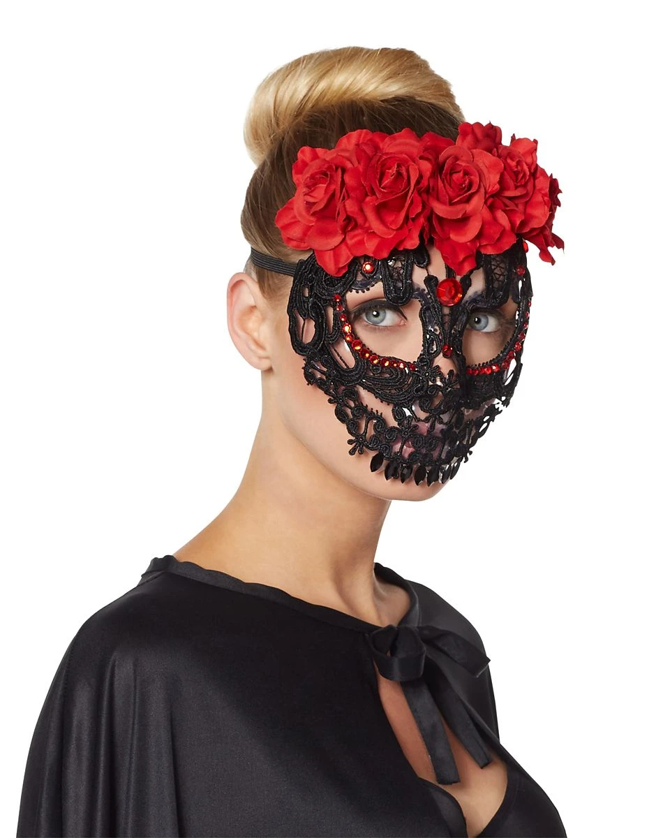 Spirit Halloween Lace Sugar Skull Half Mask 4 Spirit Halloween Lace Sugar Skull Half Mask - Image 2
