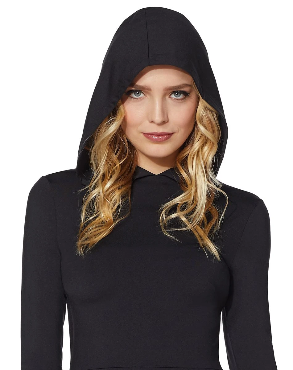 Spirit Halloween Black Hooded Dress 4 Spirit Halloween Black Hooded Dress - Image 2