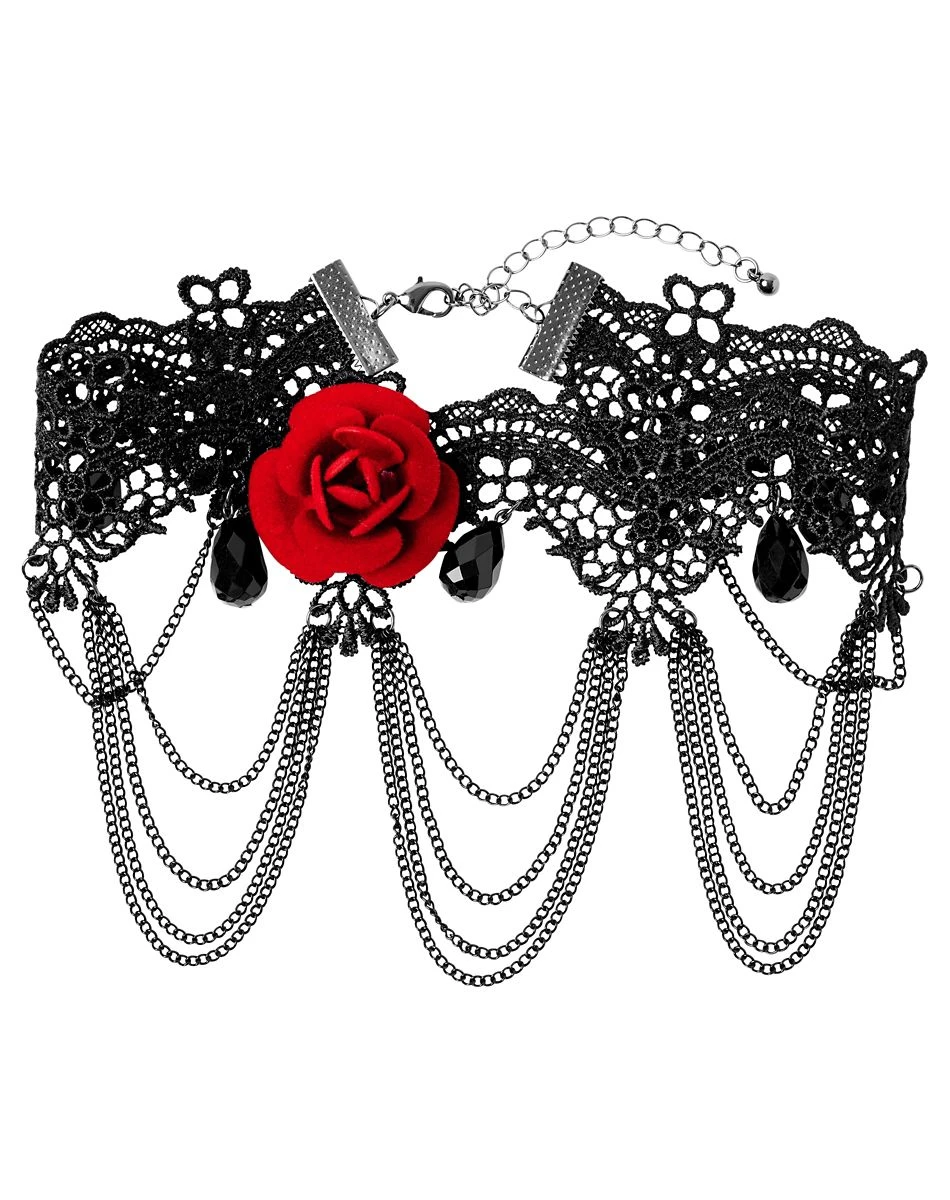 Spirit Halloween Day of the Dead Rose Lace Choker Necklace 4 Spirit Halloween Day of the Dead Rose Lace Choker Necklace - Image 2
