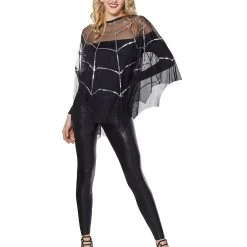 Spirit Halloween Adult Sequin Spiderweb Poncho