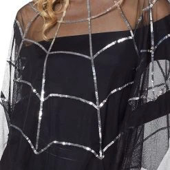 Spirit Halloween Adult Sequin Spiderweb Poncho -HALLOWEEN COSTUMES Sales Store 01435072 c