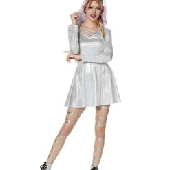 Spirit Halloween Hooded Faux Fur Iridescent Unicorn Dress
