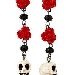 Spirit Halloween Day of The Dead Skull Dangle Earrings
