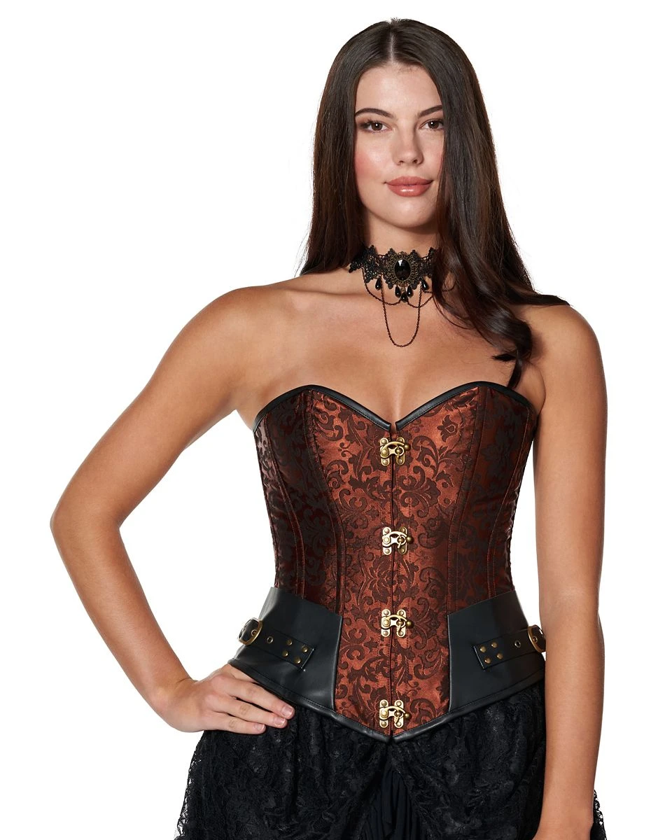 Spirit Halloween Brown Buckle Steampunk Corset 3 Spirit Halloween Brown Buckle Steampunk Corset