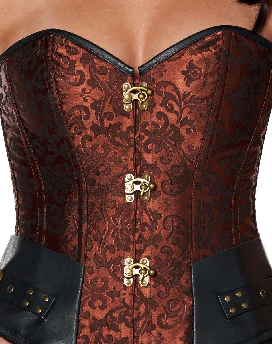 Spirit Halloween Brown Buckle Steampunk Corset 6 Spirit Halloween Brown Buckle Steampunk Corset - Image 4
