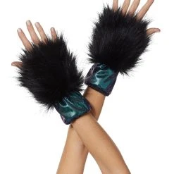 Spirit Halloween Faux Fur Dark Unicorn Wrist Cuffs