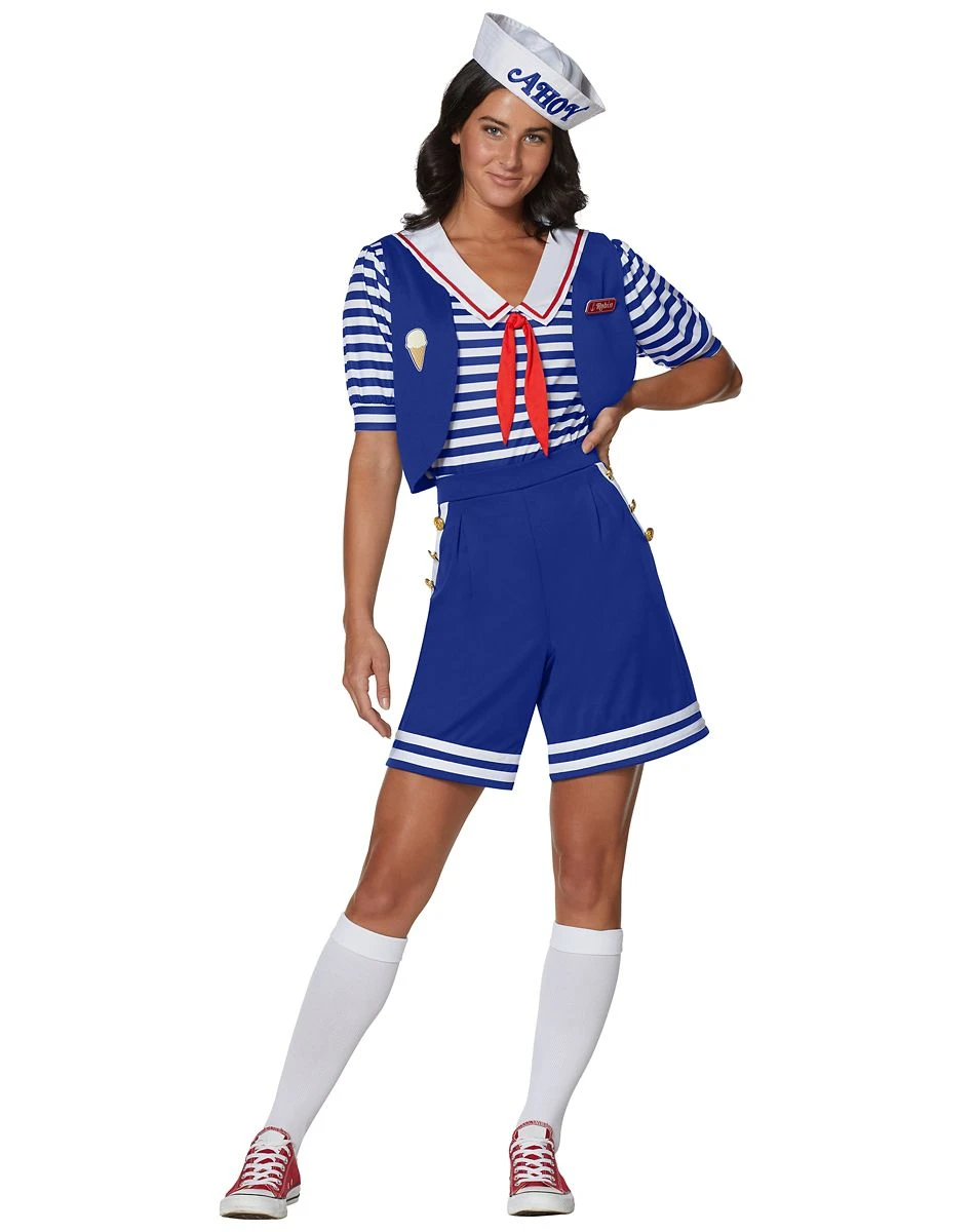 Spirit Halloween Adult Robin Scoops Ahoy Costume - Stranger Things 3 Spirit Halloween Adult Robin Scoops Ahoy Costume - Stranger Things