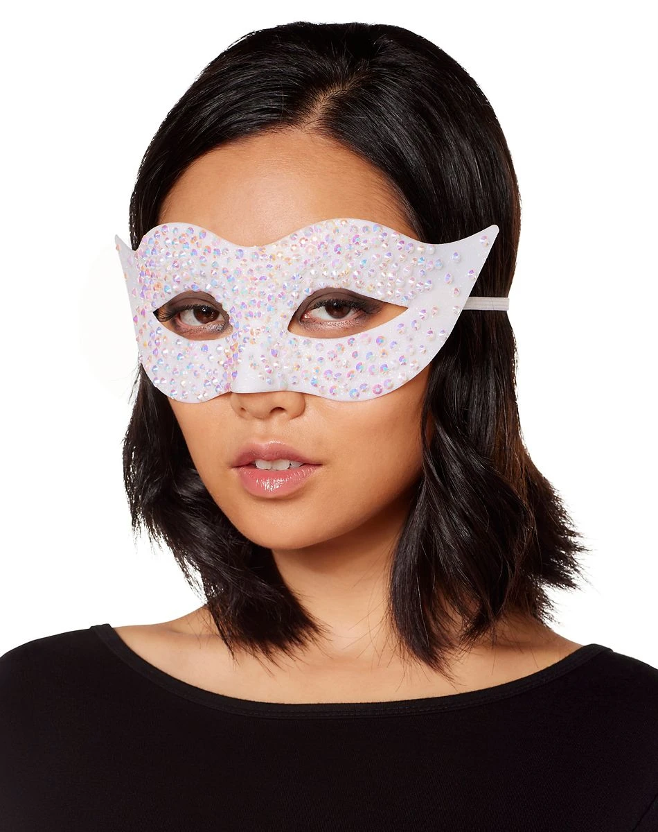 Spirit Halloween White Glitter Eye Half Mask 5 Spirit Halloween White Glitter Eye Half Mask - Image 3