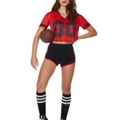 Spirit Halloween Red Cropped Jersey 17 Spirit Halloween Red Cropped Jersey -HALLOWEEN COSTUMES Sales Store 01454545 c