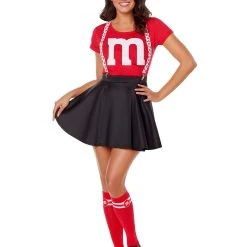 Spirit Halloween Adult Red M&M’S Costume Kit with Suspenders