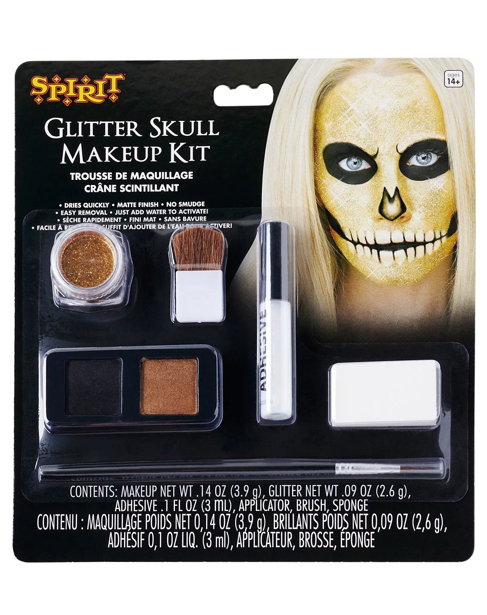Spirit Halloween Gold Glitter Skull Makeup Kit 3 Spirit Halloween Gold Glitter Skull Makeup Kit