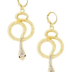 Spirit Halloween Goldtone Snake Earrings