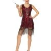 Spirit Halloween Adult Burgundy Beaded Flapper Dress -HALLOWEEN COSTUMES Sales Store 01470491 a