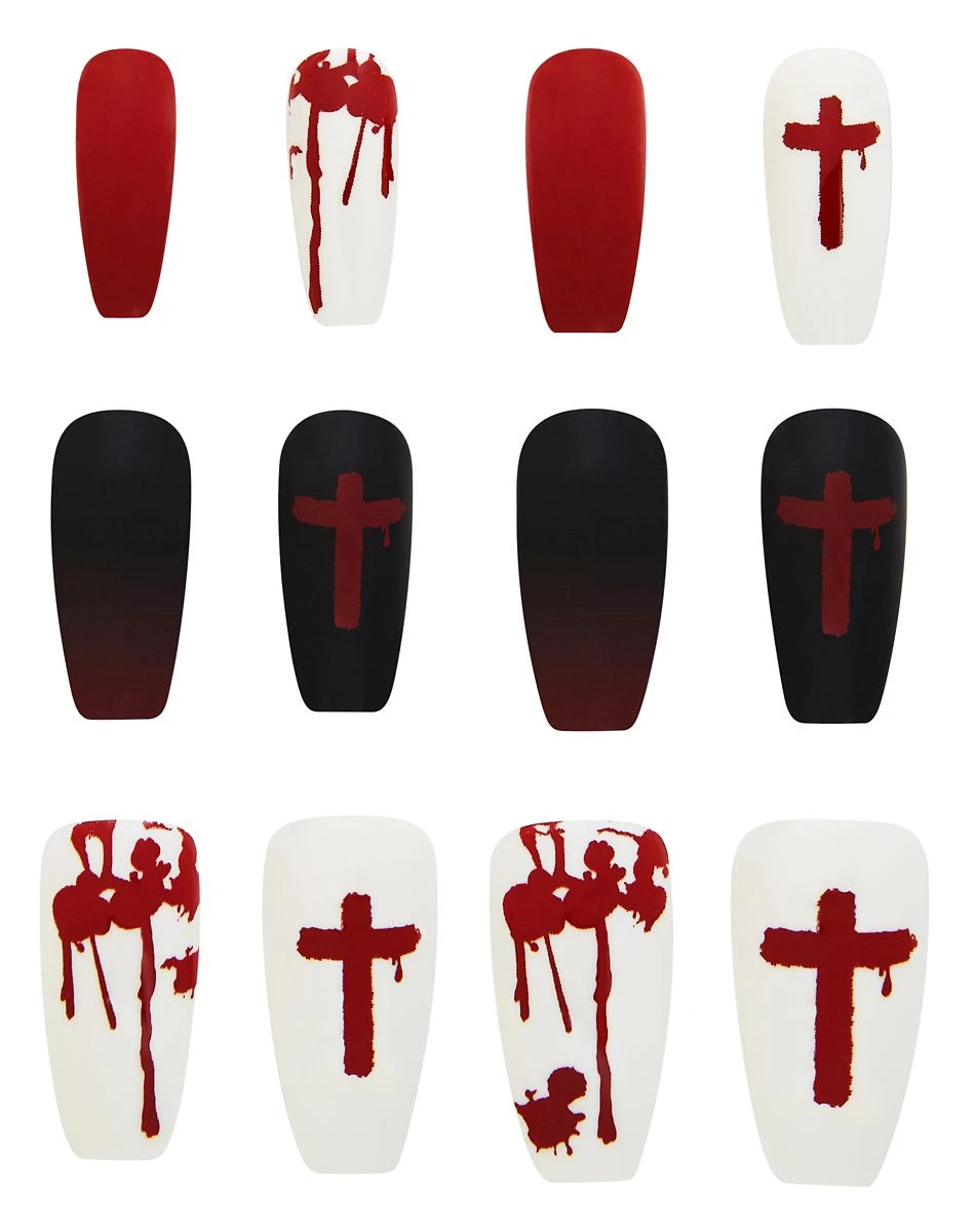 Spirit Halloween Bloody Cross Press On Nails 3 Spirit Halloween Bloody Cross Press On Nails