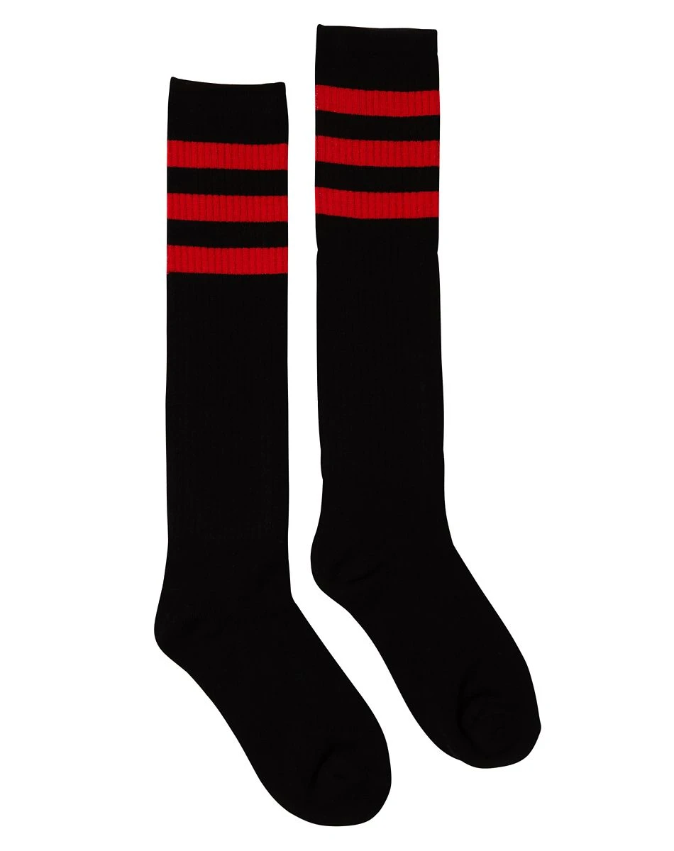 Spirit Halloween Black and Red Striped Knee High Sports Socks 3 Spirit Halloween Black and Red Striped Knee High Sports Socks