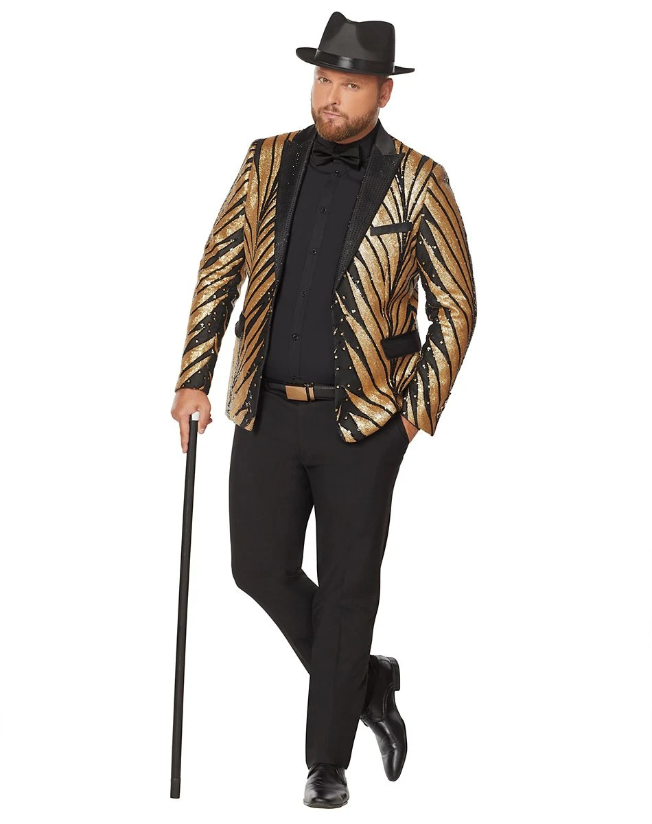 Spirit Halloween Adult '20s Gold and Black Plus Size Jacket 3 Spirit Halloween Adult '20s Gold and Black Plus Size Jacket